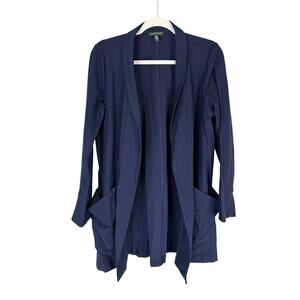 Eileen Fisher Open Front Long Cardigan Minimalist Quiet Luxury Casual Comfort M